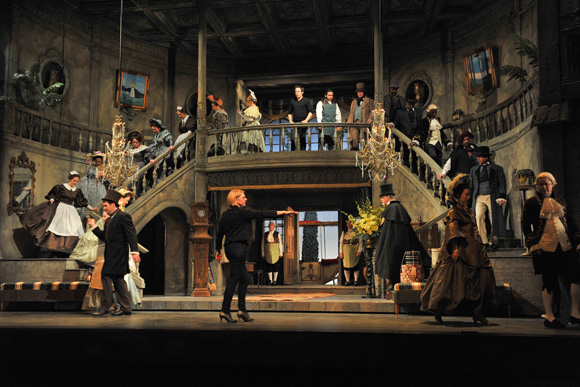 Candace Evans directing "Don Pasquale" for The Dallas Opera at the Winspeare Opera House